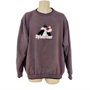 Sylvester Cat 1996 Looney Tunes Sweatshirt Siz XL Embroidered Logo Vintage
